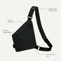 Infographic of the sling's front-carry security design thumbnail